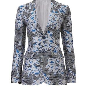 Derek Lam Floral Blue and Gray Blazer